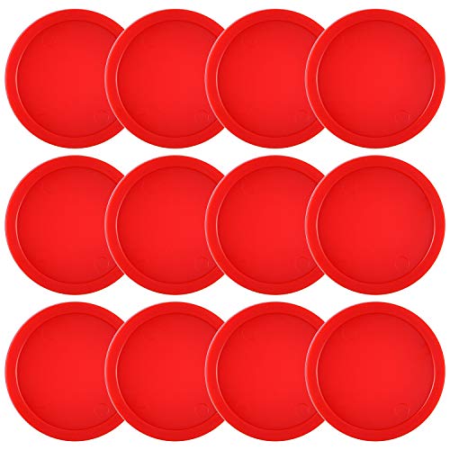 Coopay 12 Pieces Home Air Hockey Pucks 2.5 Inch Heavy Replacement Pucks for Game Tables Equipment Accessories, 12 Grams - color: Red