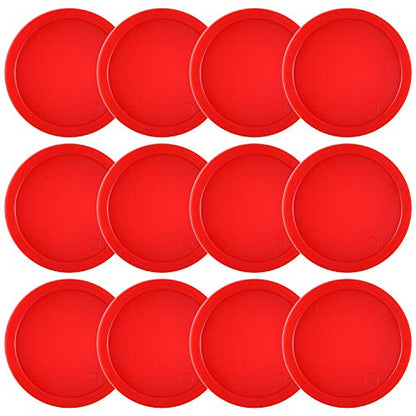 Coopay 12 Pieces Home Air Hockey Pucks 2.5 Inch Heavy Replacement Pucks for Game Tables Equipment Accessories, 12 Grams - color: Red