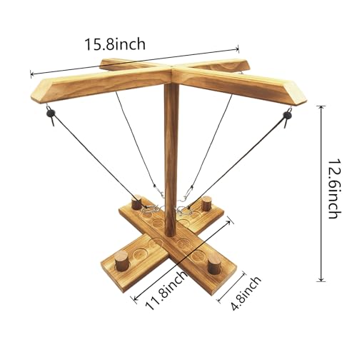 Hook and Ring Game, Large Ring Toss Game for Adults, Tabletop Games, Wooden Interactive Game for Family, Party,Bar - style: The pieces are below
