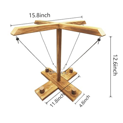 Hook and Ring Game, Large Ring Toss Game for Adults, Tabletop Games, Wooden Interactive Game for Family, Party,Bar - style: The pieces are below