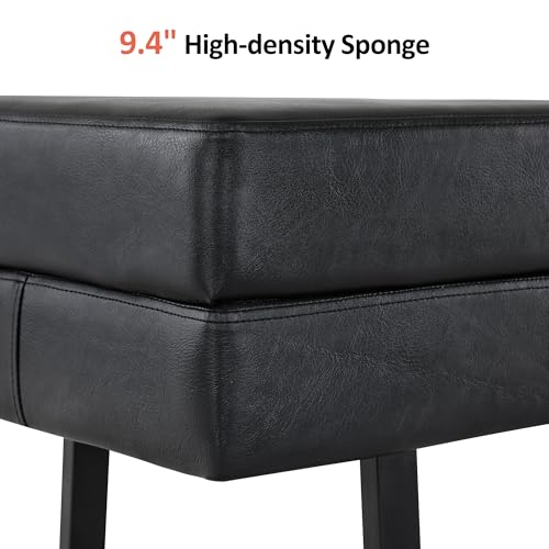 BarberPub Waiting Room Chairs, Heavy Duty Office Guest Reception Bench, Faux Leather Upholstered Lobby Chairs for Salon, Conference Room 7008 (Black) - color: Black