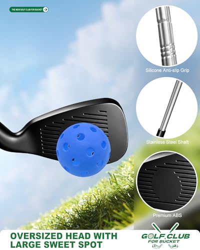 Golf Bucket Yard Game, 6 Hole Beach Golf Set with 2 Clubs, Portable Outdoor Indoor Golf Chipping Game for Family, Lawn Park Camping Party with Carry Bag and Scoreboard (6 Golf Sets)