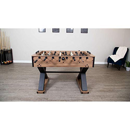 Hathaway Excalibur 54-in Foosball Table for Game Room - with Driftwood Melamine Finish, X-Pattern Base, Chrome Steel Rods, Adjustable Leg Levelers & Manual Scoring Units - Driftwood Finish