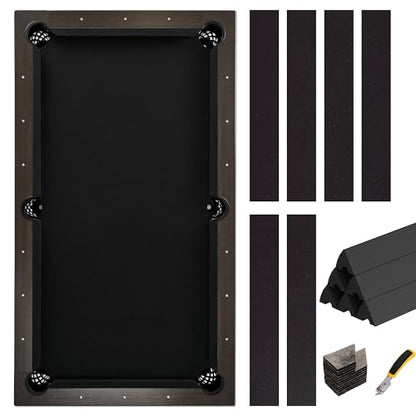 Pool Table Felt and Bumper Kit Felt for Billiard Cloth with Pool Table Bumpers and Cushions Facing, 6 Pcs Cloth Strips and Staple Remover - color: Black, size: 8FT + 42'' Bumpers