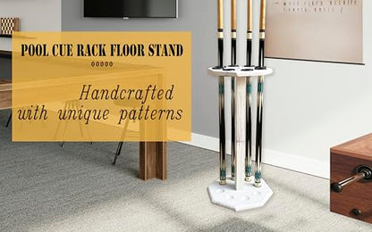 Freestanding Billiard Cue Rack, Pool Table Accessories Hold 8 Cues, Pool Cue Stick Holder, Wooden Floor Stand Pool Cue Holder for Billiard Game Room (White) - color: White