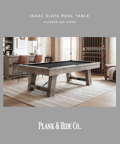Plank & Hide - Isaac Slate Pool Table (Silvered Ash Finish,7FT and 8FT) - size: 7FT With Installation