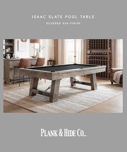 Plank & Hide - Isaac Slate Pool Table (Silvered Ash Finish,7FT and 8FT) - size: 7FT Without Installation