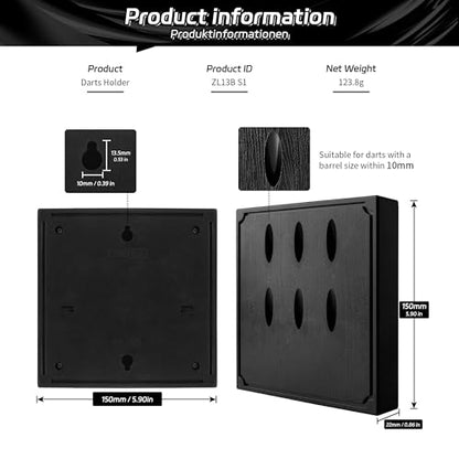 CyeeLife Wall Mounted Darts Holder/Stand,Dart Case Displays 6 Set of Steel/Soft Tip Darts,Compatible with All Sisal & Electronic Dartboards, Surrounds & Cabinets