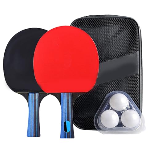 Mikikit Table Tennis Racket Set with Double Sided Reverse Adhesive Paddles Balls and Carry Bag High Friction Rubber for Strong and Comfortable Grip Outdoor Pingpong Bat Kit