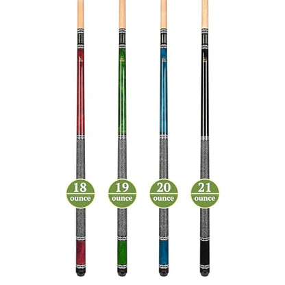 ASKA Set of 4 L9 Pool Cue Sticks 58", 2-Piece Construction, 5/16x18 Joint, Hard Rock Canadian Maple, 13mm Hard Leather Tip