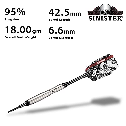 Viper Sinister 95% Tungsten Soft Tip Darts - size: 18 grams, style: Contoured Barrel