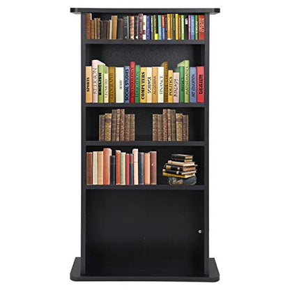 JupiterForce 5-Tier Adjustable Blue-Ray Cabinet CD Book Shelves Store & Organizer Video Games Arts Shelf Display Media Storage Furniture, Black