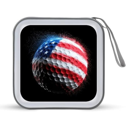 Bold And Bright Patriotic Golf Ball CD Case DVD Storage Case Portable for Car Home Travel
