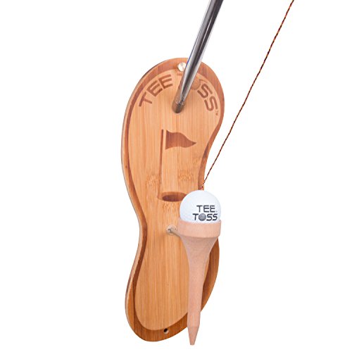 Golf Ball Deluxe Toss Game - 100% Bamboo - Be The First to Land The Ball Up On The Tee! (All Parts Included)