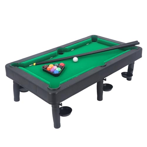 Mini Pool Table, Kids Tabletop Pool Set with 16 Balls and Rack for Double Player Children Interactive Portable Billiard Game High Simulation