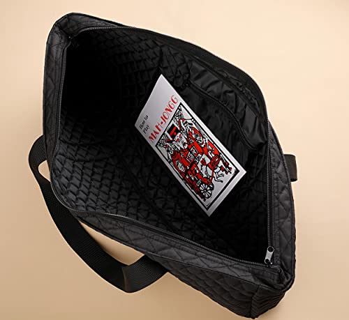 American Mahjong Game Set - Black Quilted Soft Bag 166 Premium Tiles with 4 All-in-One Rack/Pushers,100 Chips, Wind Indicator, English Manual. Easy Carry Complete Classic Mah-Jongg Set - color: Mahjong Game Set With Black Case