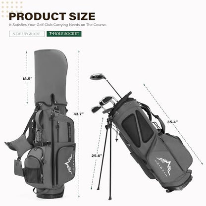 uniHimal Lightweight 7-Way Golf Stand Bag for Men & Women | Carry Bag, Multiple Pockets, Dual Straps - color: gray