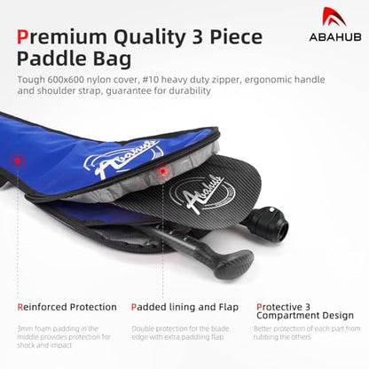 Abahub Carbon Fiber SUP Paddles, 1 x 3 Section Adjustable 67" - 86" Carbon Fiber Shaft, Lightweight Stand-up Paddle Oars for Paddleboards, with a Carrying Bag - color: Carbon Fiber Shaft & Carbon Fiber Print Plastic Blade