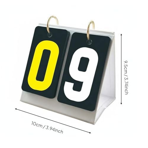 harayaa Mini Scoreboard Tabletop Flip Scorekeeper Metal Rings Waterproof Cardboard Base Portable Athletic Gear Suitable for Competitive Matches Use - size: 2-Digit