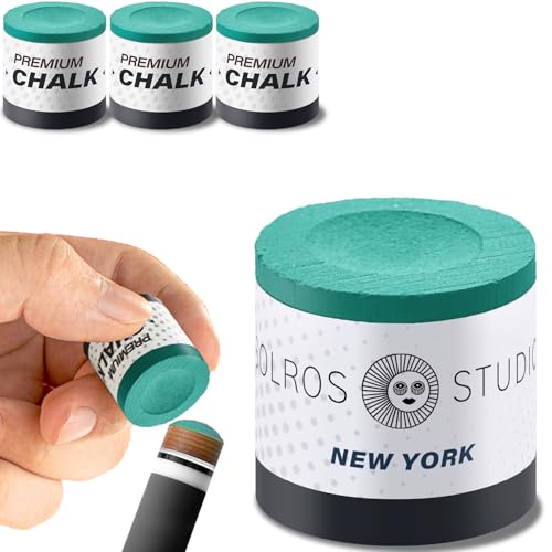 SOLROS Billiards Cue Chalk - High Performance Pure Round Pro Chalk | Color：Blue，3PCS，Low Dust & Long Lasting，Ready to Usez，Smooth Control，for Any Venue - color: Cyan