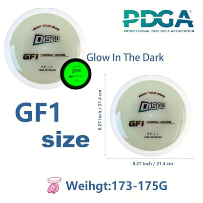 DISGO Disc Golf Disc Set- 170-178g Glow-in-The-Dark Disc | Putter, Midrange, and Driver | Professional Golf Discs for Outdoor Games & Competition PDGA Approved - color: GLOW SET
