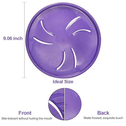 Indestructible Dog Flying Disc, Interactive Dog Flyer Toys, Soft Lightweight Catch and Fetch Toys for Medium Large Dogs, Floats in Water & Safe on Teeth, 9 inch (Large, Purple) - color: Purple, size: Large