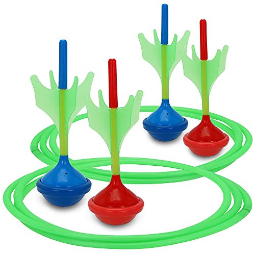 JOYIN Lawn Darts Game Set for Kids and Adults - Glow in The Dark Outdoor Lawn Games for Adults and Family, Soft Tip Darts Set for Kids Camping, Outside Yard