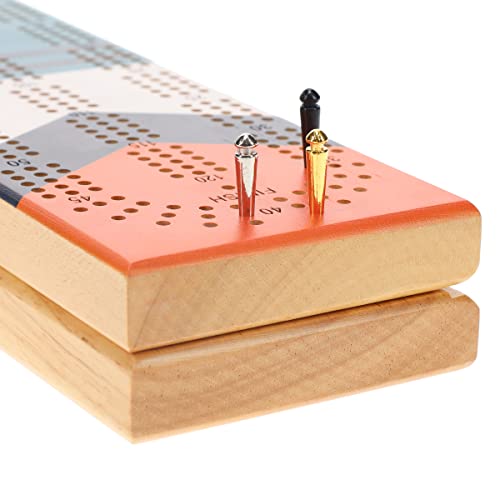Pacific Shore Games Canoe Cribbage Board Game Set, Sunrise Nautical Print, Continuous 3 Track Travel Cribbage Boards Unique, Wooden Board Games for Adults, 9 Metal Cribbage Pegs, 12 Inches - style: Sunrise