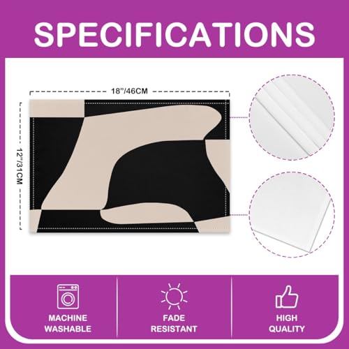 Erosebridal Black Beige Striped Placemats 12X18 Inch Set of 4,Boho Modern Geometric Abstract Place Mats for Women Men Adults,Stripes Bold Lines Waterproof Placemats for Kitchen Table - color: Black Beige