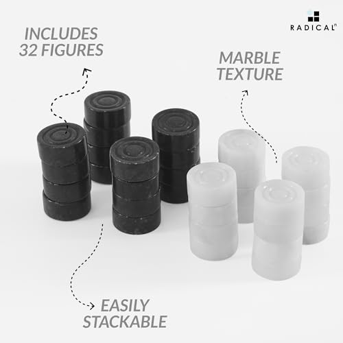 Radicaln Marble Checker Figures 1.25'' inches Black and White Handmade Checkers Pieces for Adults Board Game Draughts Checker Pieces for Checker & Chess Board Game - color: Black and White