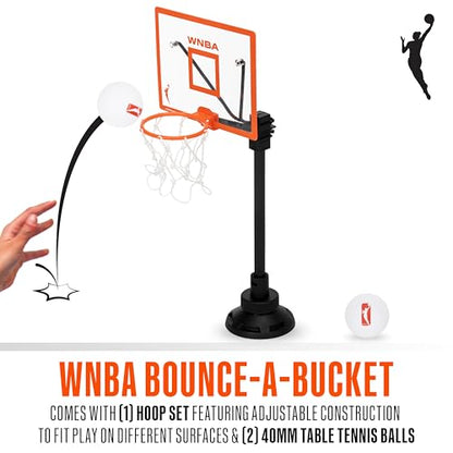 Franklin Sports WNBA Bounce a Bucket Tabletop Basketball Toy - Kids Indoor Micro Basketball Hoop Game with Balls - WNBA Fan Shop Mini Hoop for Bedroom + Office
