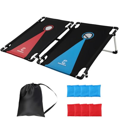 2026 Upgraded Cornhole Board Set for Kids Adults, 3FT x 2FT All Weather Corn Hole Game, Portable Design with Durable 300D Cloth, 8 Bean Bags & Carrying Case, Indoor Outdoor Games Backyard Lawn Game