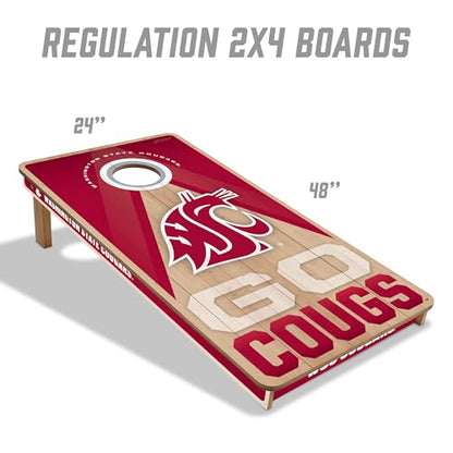 YouTheFan NCAA 2' x 4' Slogan Series Professional Wood Cornhole Game with Logo Bags - color: Washington State Cougars