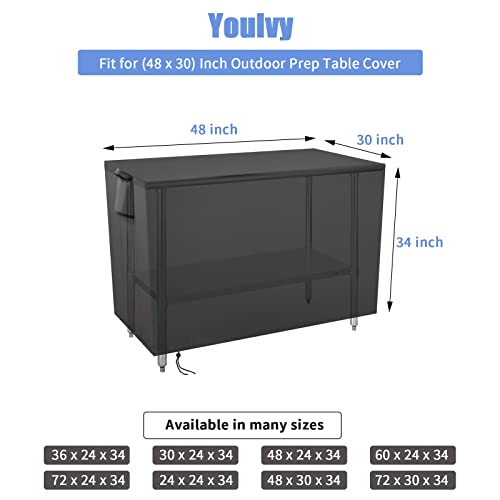 Outdoor Prep Table Cover 48 Inch,Waterproof Fadeproof UV Resistant Patio Stainless Steel Metal BBQ Table Cover All Season Protection for Outdoor Table - 48 x 30 x 35 Inch - size: 48" x 30" x 35"