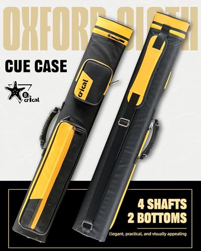 CRICAL Pool Cue Case 2x4 Hard Pool Stick Case Holds 2 Butts and 4 Shafts for Adults Billiard Cue Case with Soft Shoulder Straps - color: upgrade-yellow