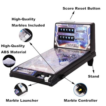 Electronic Tabletop Pinball Machine for Family Kids, Classic Pinball Toy with Lights Sounds and Scorer, Pinball Ball Shooting Game, Retro Arcade Machine Puzzle Pinball Game