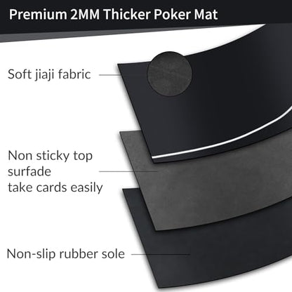 nuveti Poker Mat - 55 x 28inch Non-Slip Poker Table Game Mat - Portable Rubber Waterproof Poker mat for Table 6-8 Player Card Game Anti-Slip Rubber Poker Table Top Layout - color: 55 X 28 Inch Heiwuzuoweikuan