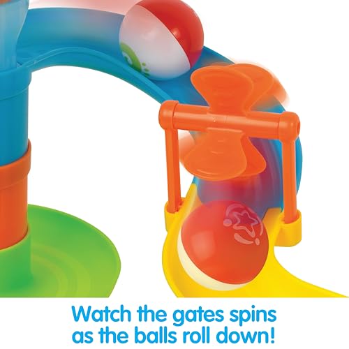 Kidoozie Drop N' Roll Raceway – 30-Piece Marble Run-Style Ball Tower with 3 Colorful Balls – Ages 12 Months+