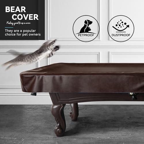 Heavy Duty Leatherette Billiard Pool Table Cover, Waterproof & Tearproof Cover for Pool Table 7/8/9FT 8Feet-Chestnut - color: Chestnut, size: 8FT-(100"LX 56"WX 8“H)