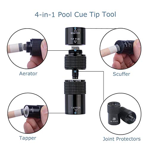 Aluminum 4-in-1 Billiard Pool Cue Tip Accessory Tool Repair Kit (Scuffer, Aerator, Tapper, Joint Protector) - style: 5/16 X 18