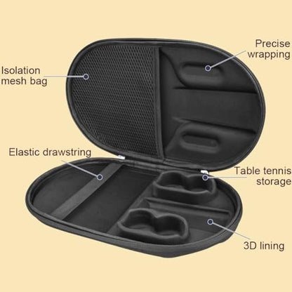 Pingpong Paddle Case Hard Shell Table Tennis Racket Case Pingpong Paddle Carry Case Pingpong Bat Cover Fit for 2 Paddles and 4 Balls - color: Black