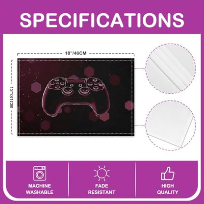 Erosebridal Boys Gaming 4 PCS of Placemats 12x18 Game Controller Place Mat for Dining Table Modern Joystick Non Slip Table Mats Claret Honeycomb Hexagon Spots - color: Claret