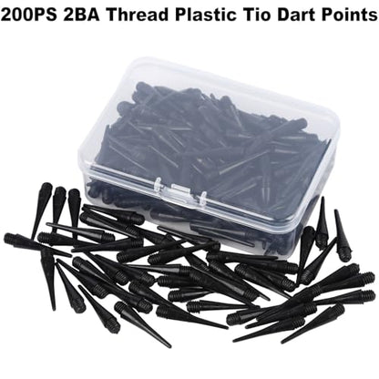 200 Pack 2BA Thread Soft Dart Tips - Premium Plastic Replacement Points, Essential Accessories for Electronic Dartboards & Soft Tip Darts, Good Gifts for Men Women