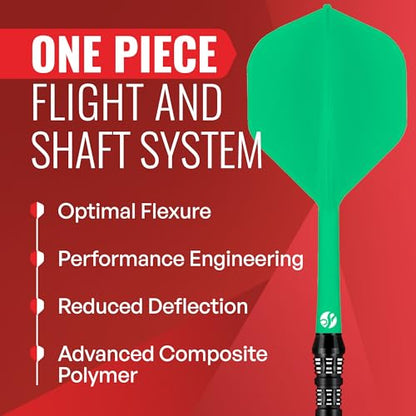Shot! Darts Flight Deck One Piece Dart Flight and Shaft System, Reduced Deflections, Standard Shaped Flight (350 Micron) Available in Set of 3 - color: Green, size: Medium