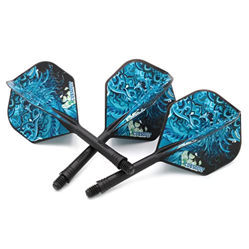 CUESOUL Integrated Dart Shaft and Flights with Four Mythological Symbols Design-Size M 28mm - color: Black-Black Tortoise
