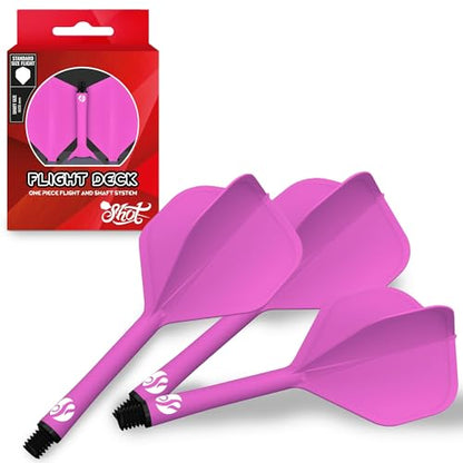 Shot! Darts Flight Deck One Piece Dart Flight and Shaft System, Reduced Deflections, Standard Shaped Flight (350 Micron) Available in Set of 3 - color: Pink, size: Medium