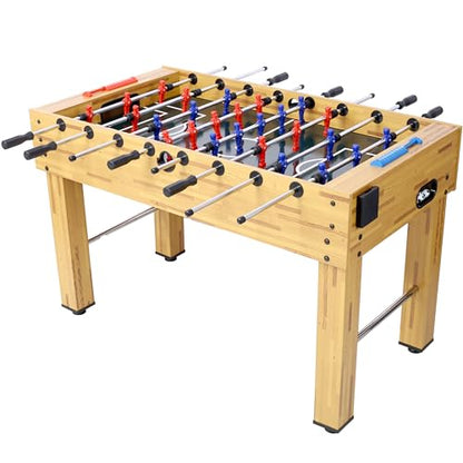 Foosball Table, Wooden Soccer Game Table with Analog Scoring, Heavy Duty Tabletop Football Games with Steel Rods & Ergonomic Handles, Indoor Arcade Gaming Tables for Family Game Room, Brown - size: 54-inch