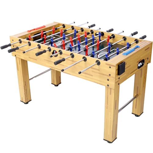 Foosball Table, Wooden Soccer Game Table with Analog Scoring, Heavy Duty Tabletop Football Games with Steel Rods & Ergonomic Handles, Indoor Arcade Gaming Tables for Family Game Room, Brown - size: 54-inch