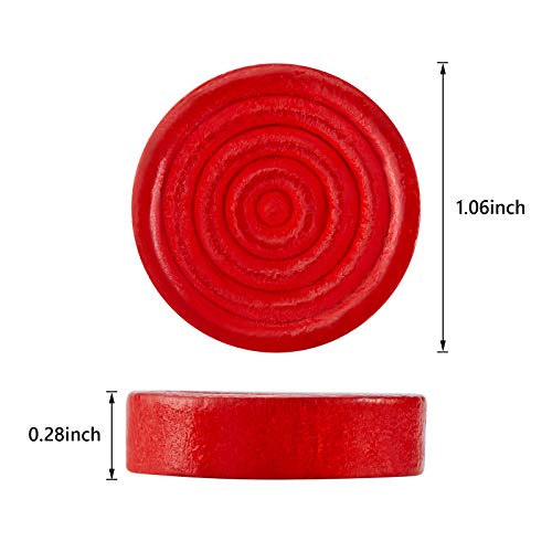 Skylety 72 Pcs Wooden Checkers Pieces 1.06 Inch Checkers Pieces Only Stackable Ridge in Drawstring Storage Pouch for Backgammon(Red, Black) - color: Red, Black