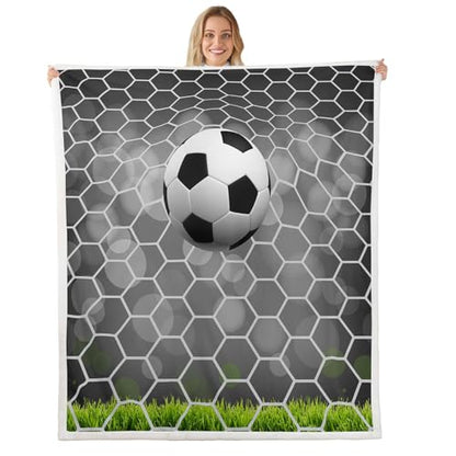 Soccer Sherpa Football Field Goal Blanket Throw - Summer Sports Games Fleece Blanket - Fantasy Bubble Fuzzy - Kids Girls Teens Baby - 30"x40" Green White - color: Multi 42, size: Baby(30"x40")